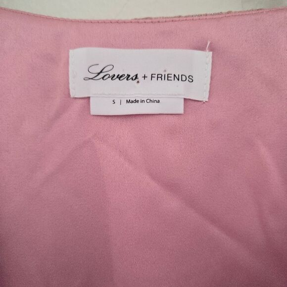 Lovers + Friends "Abigail" Lace Long Sleeve Mini Dress Metallic Rose Size Small - Picture 6 of 16